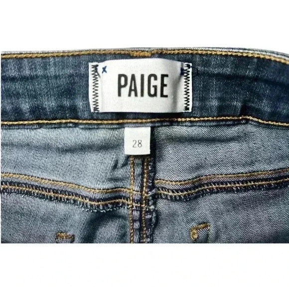Paige Verdugo Women's 28 Ankle Jeans Blue Dark Wash Skinny Mid-rise Distressed - Picture 6 of 9